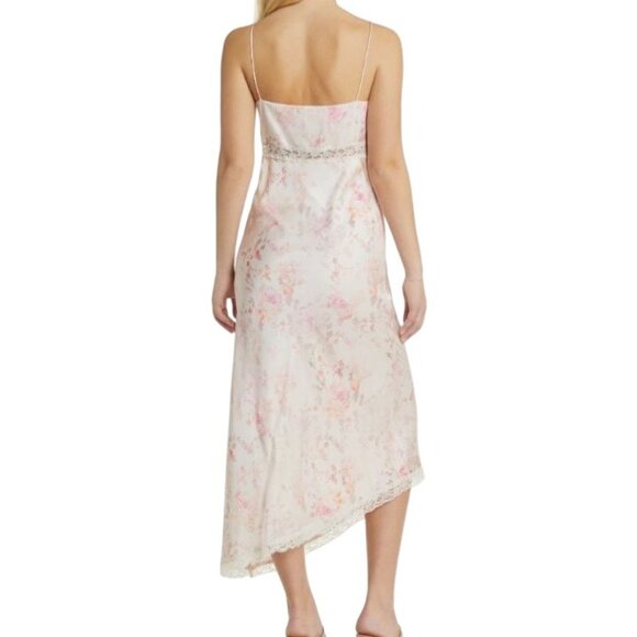 NEW Wayf Donna Lace Trim Asymmetrical Midi Slipdress in Vintage Floral, Size M - Picture 4 of 16